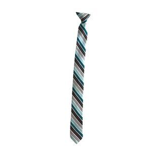 Mens Striped Tie Blue Gray & Black Polyester Blend